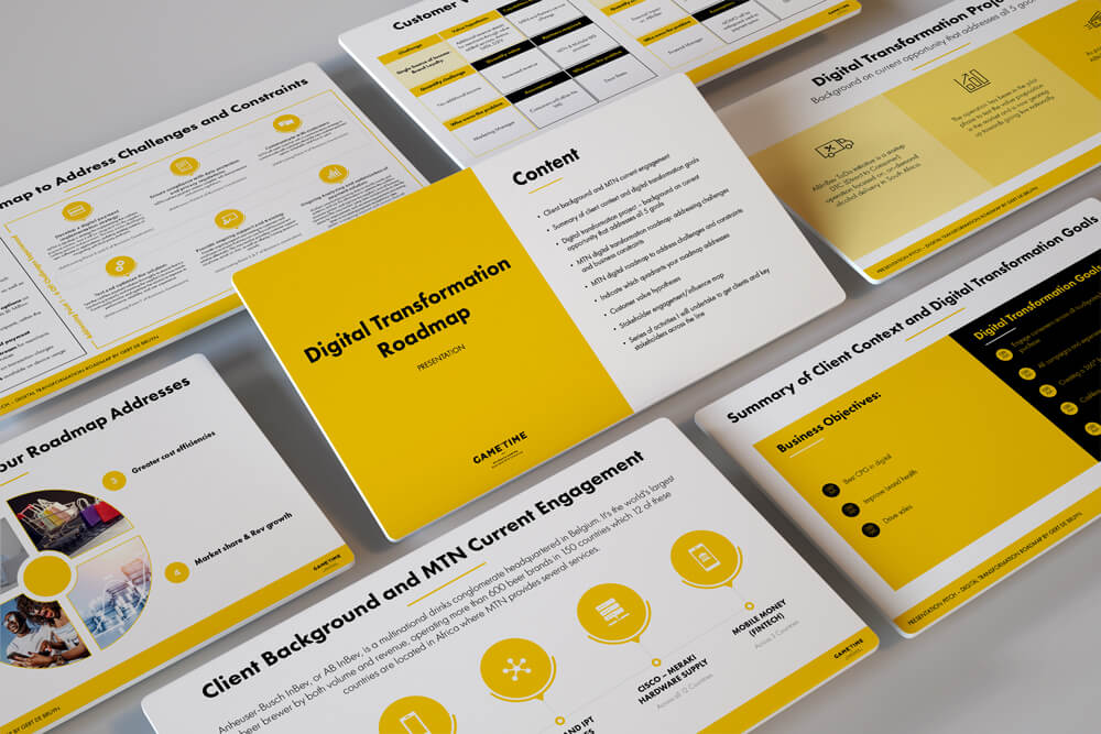 GameTime digital transformation roadmap - PowerPoint presentation design