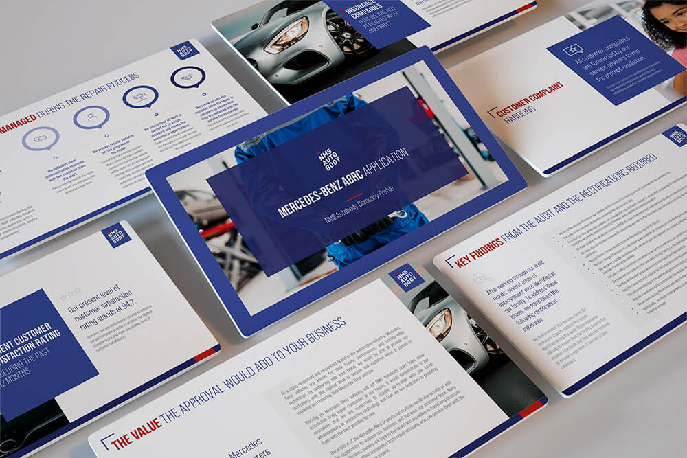 NMS Autobody company profile - PowerPoint presentation design